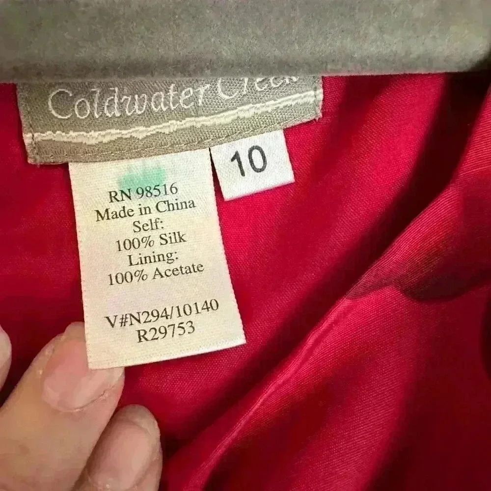 Coldwater Creek Red Floral Silk Dress Women’s Size 10 - Picture 3 of 5